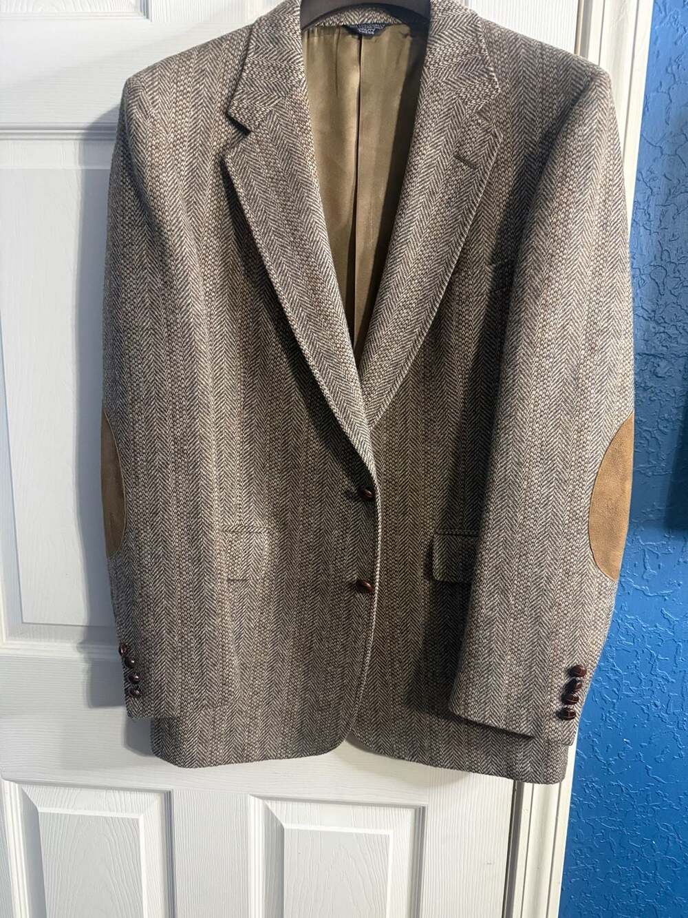 Vintage Cricketeer Dillard’s Wool Tweed Blazer Suede Elbow Patches Made USA